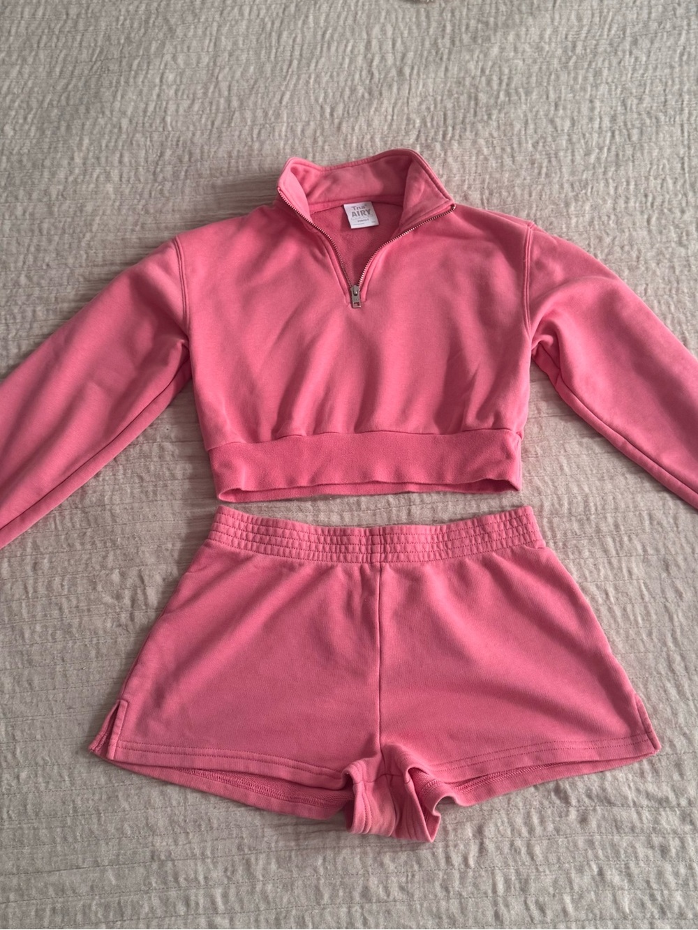 TNA Airy Pink Half-Zip Sweatshirt and Shorts Set